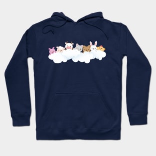 Baby Animals Chilling on a Cloud Hoodie